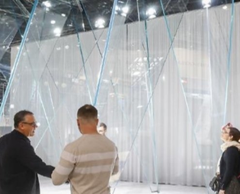 Visitors on the show floor at Glasstec in Düsseldorf