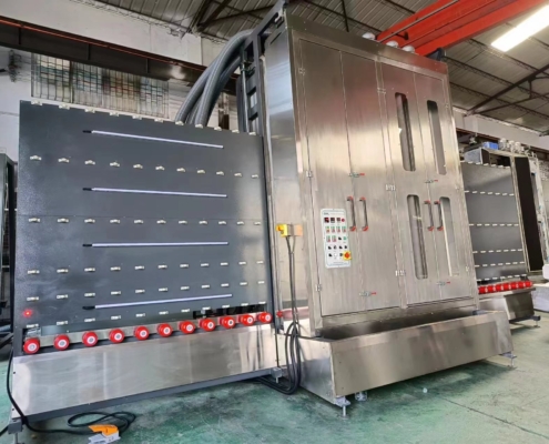 Techwin vertical glass washing machine on the factory floor